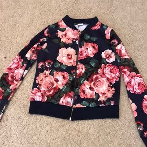 Girls Floral Zip-up Sweatshirt